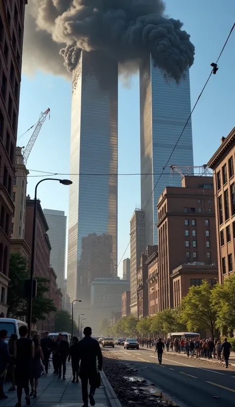 Produce a viisual about 9/11 attack in USA realistic visual