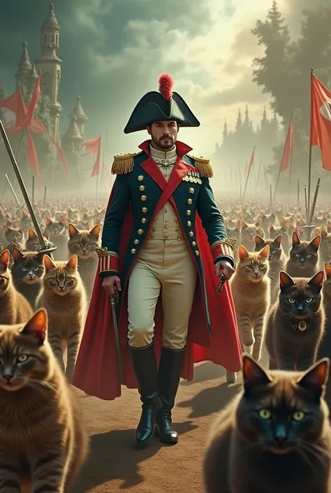 Napoleon and cats attacking