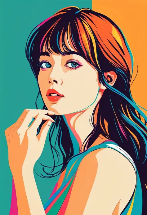 color，1 Girl， ，Vector Graphics