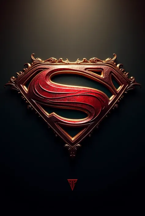 Create a design inspired by the S of Superman but with a red and gold gothic style letter design