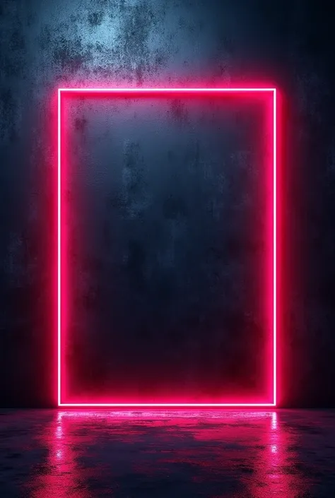 Create a bold background with a dark, textured base and vibrant neon accents, incorporating a glowing neon frame in the center to highlight the text area.