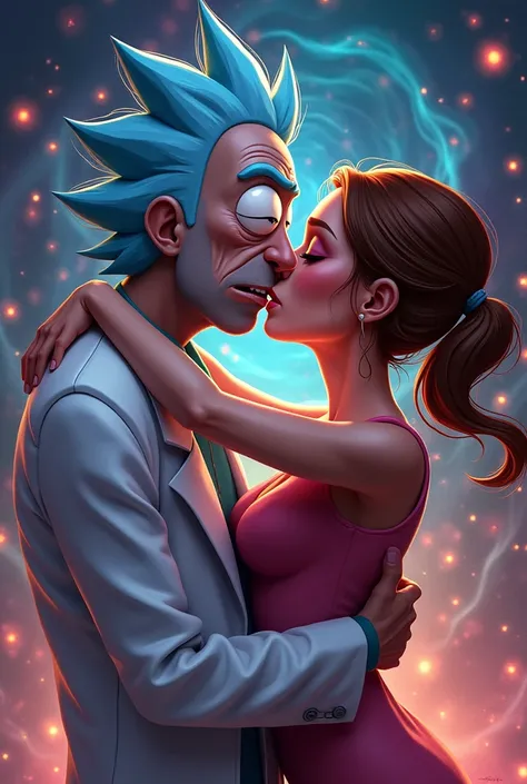 Rick from Rick and Morty kissing me