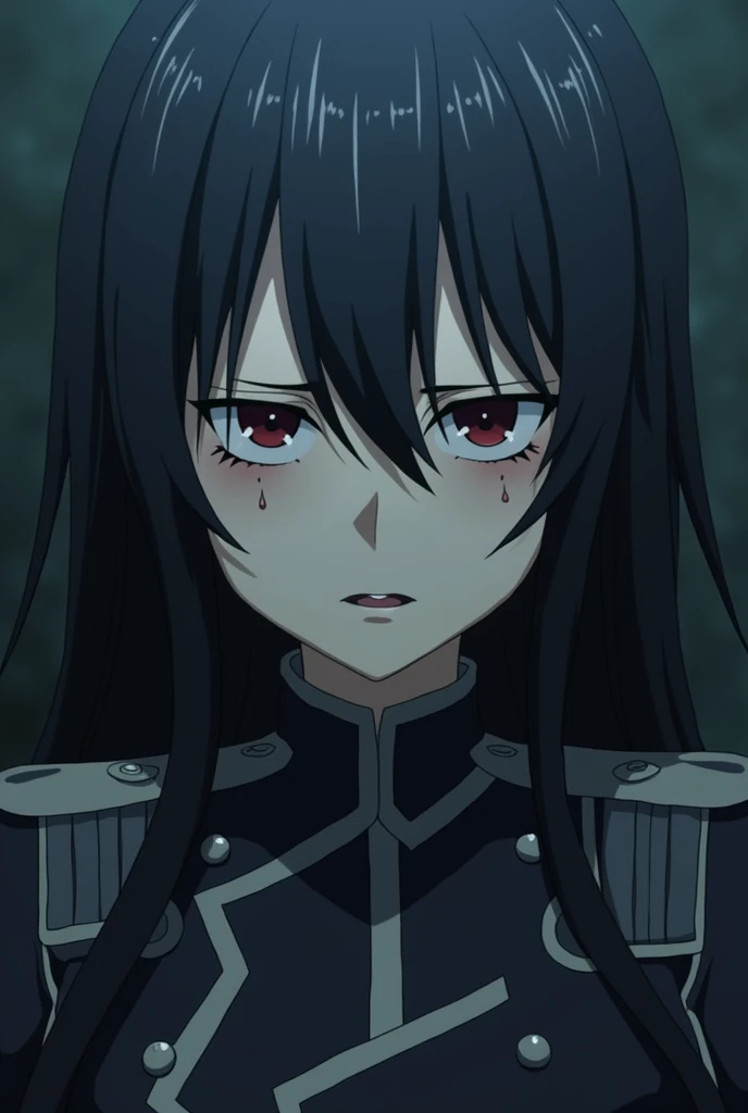 Esdeaht cries a lot and suffers her uniform is broken she is devastated a scene from Akame Ga Kill 