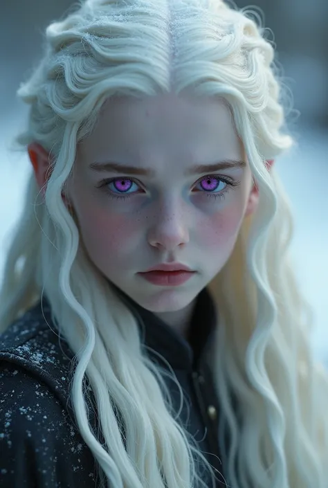 A boy with long white hair, the violet eyes, the skin very white and very pale, white eyelashes and eyebrows. Him getting fucked by Daemon Targaryen. 