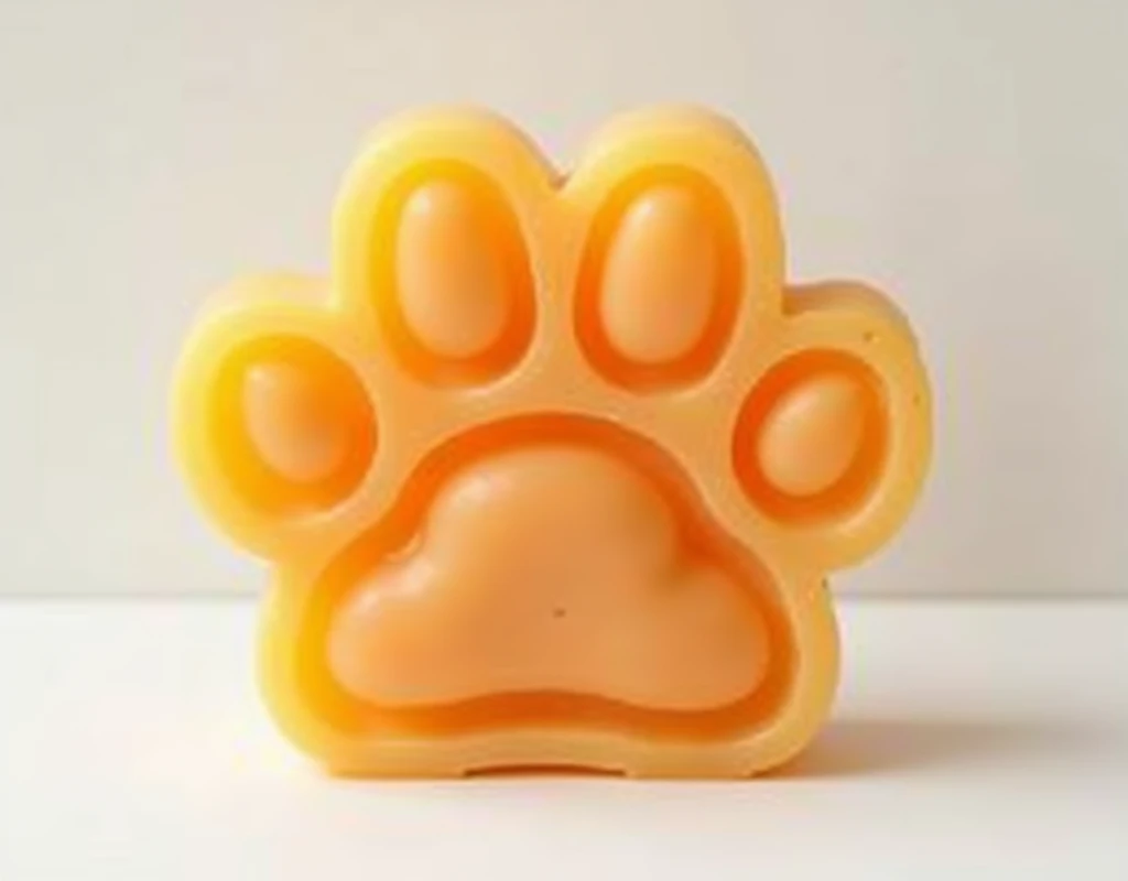 dog paw soap, warm colors, white