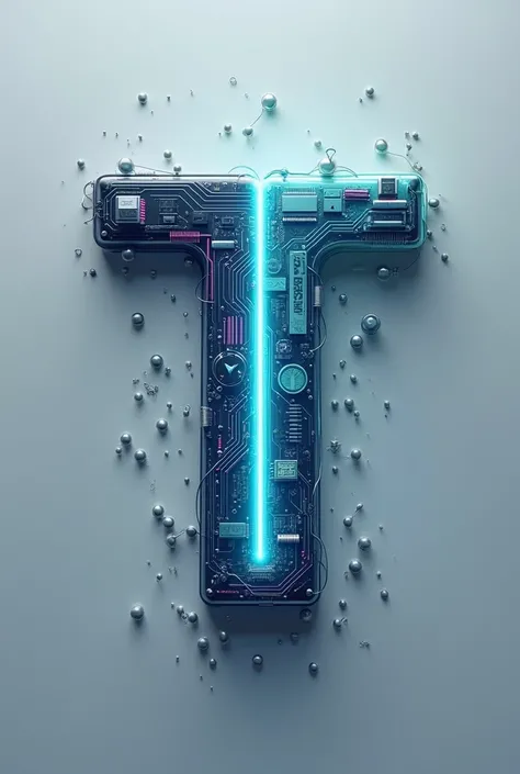 A logo where the letter T is divided into 2 sides, 1 being technological and the other being chemical things
