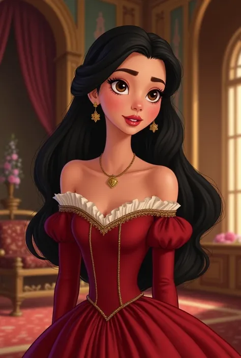 character: female Iasmim01 Young lady with elegant appearance, with long hair, straight and dark that falls softly over the shoulders. Her big eyes are dark brown and bright, full of life and charm. She has a well-formed mouth, with pink and delicate lips,...