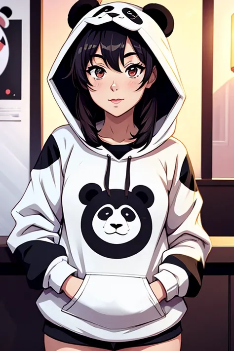 An adorable anime girl with a panda hoodie pfp