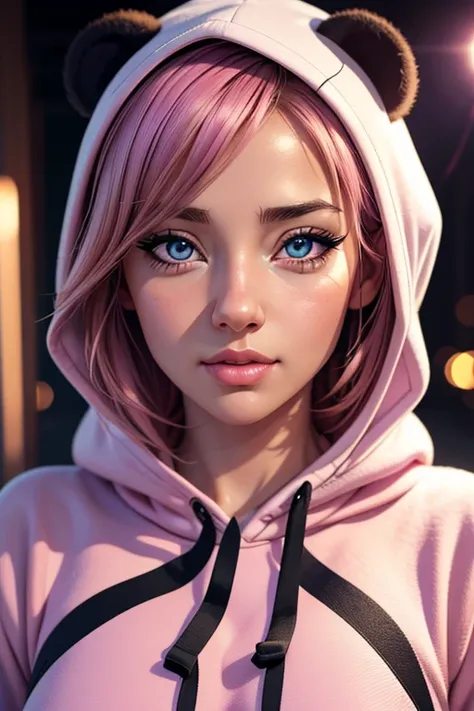 cute anime girl, panda hoodie, beautiful detailed eyes, beautiful detailed face, beautiful detailed lips, extremely detailed, 1girl, long eyelashes, soft colors, warm lighting, digital painting, highly detailed, (best quality,4k,8k,highres,masterpiece:1.2)...