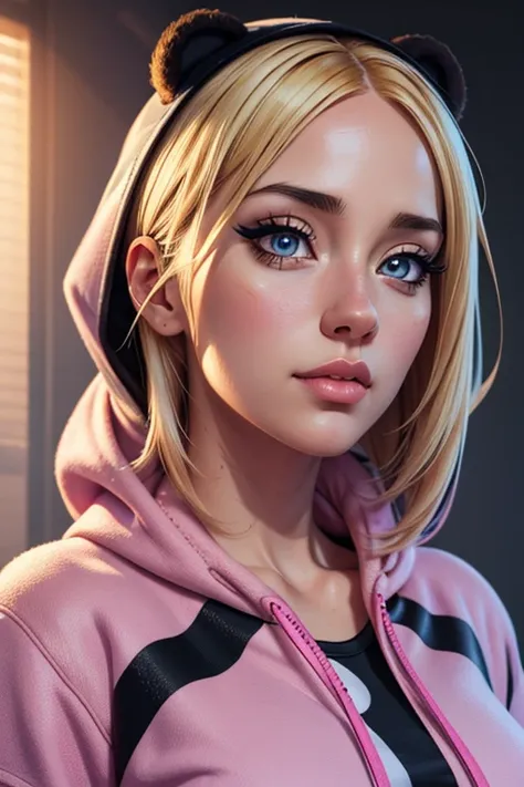 cute anime girl, panda hoodie, beautiful detailed eyes, beautiful detailed face, beautiful detailed lips, extremely detailed, 1girl, long eyelashes, soft colors, warm lighting, digital painting, highly detailed, (best quality,4k,8k,highres,masterpiece:1.2)...