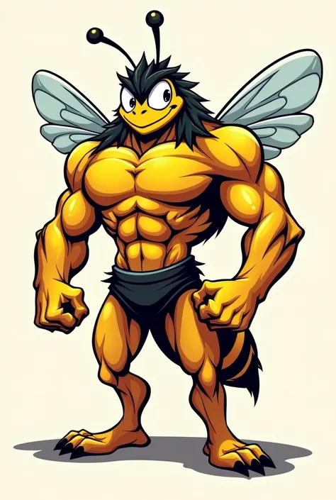 animated bodybuilder bee for store logo
