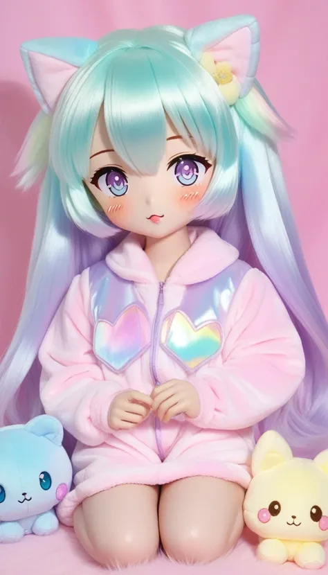 anime!! 90s kawaii anime! pastel plush! iridescent