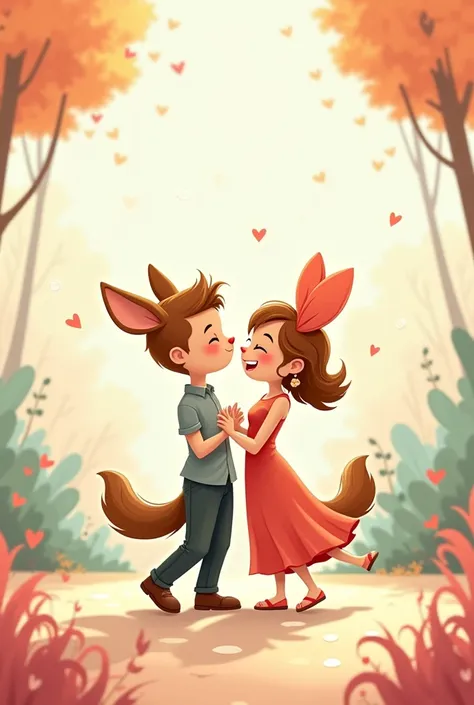 Romantic cartoon couple with dancing style