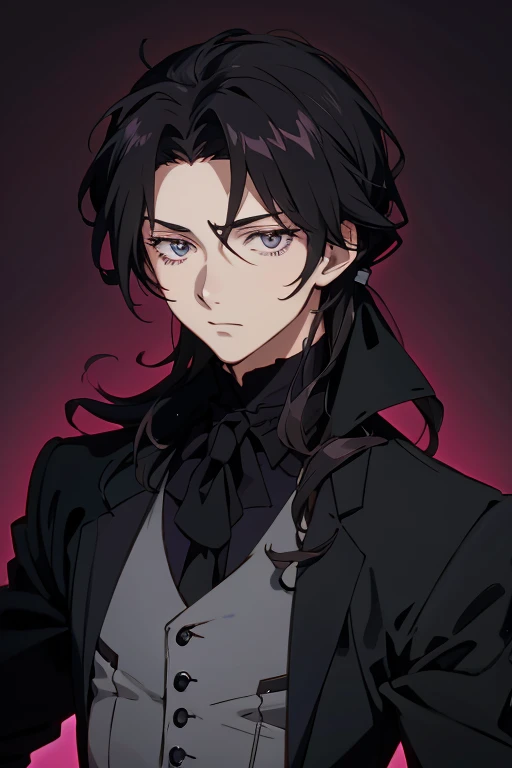 create sebastian michelis from the anime black butler in a 90’s anime style