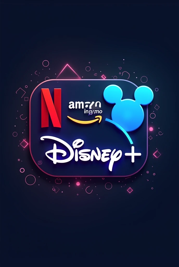 Logo with images for a Netflix rental business, prime video, Disney 
