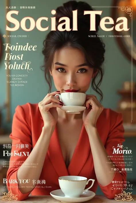 A magazine cover with the title "Social Tea"