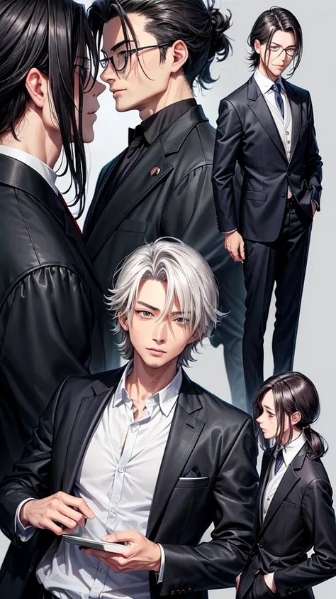 
"Dr. Saito Nakamura, Noir Anime Style, mid-40s, slim, neatly styled dark graying hair, tailored suit, subtle scar on temple, sharp eyes, charming smile, confident posture, polished, underlying darkness."Hochauflösung, Anatomisch korrekt, 