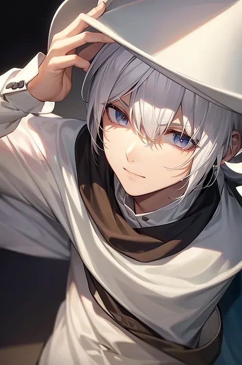 Young man, white hair, hat, Electric hedgehog