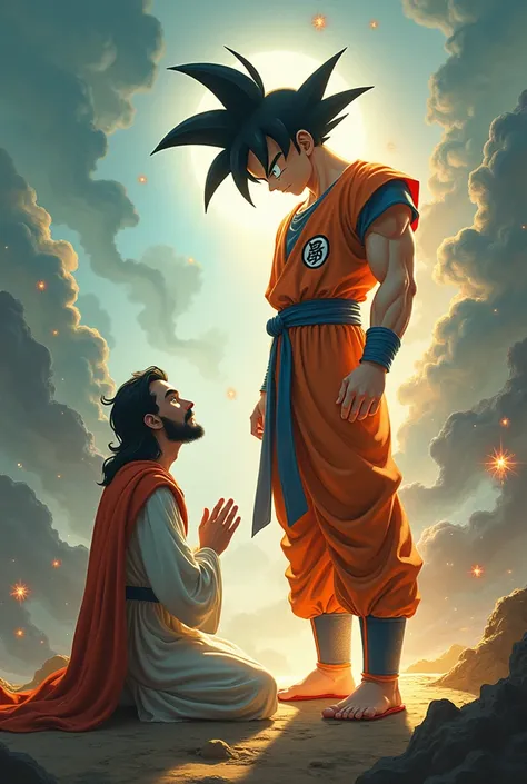 Jesus praying to Goku