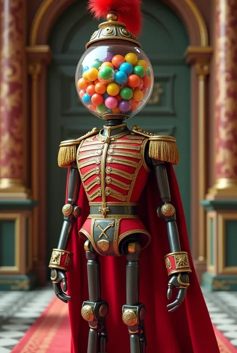 Humanoid gumball machine in royal guard outfit