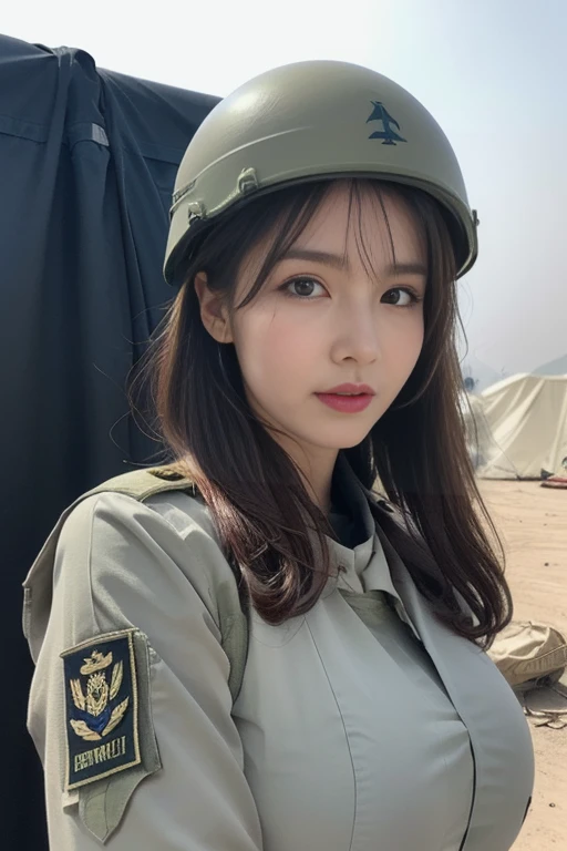 Mature attractive sexy woman,50 years old, ((((Combatant))))、(((Military)))、((Military Helmet))、((((Combat Uniform))))、((Combat Uniformの上下))、((Combat Uniformの姿))、((survival))(((With an automatic rifle))),Shut,((Big Breasts:1.2)),(Facial wrinkles:1.3),light...