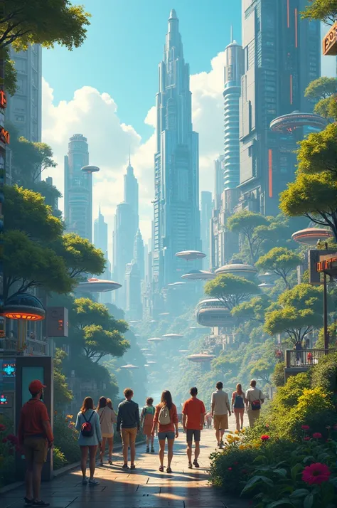 Make an image of the future of humanity in 40 years 
