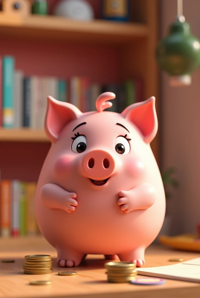 Pixar style 3D piggy bank