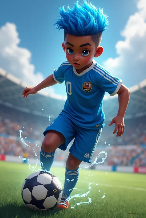 Generates a 1 blue-haired player who plays in the Chilean fifth division, His name is Popote Jr.. Mbappé and is Mbappé&#39;s grandson, He took the magic out of him and his appearance