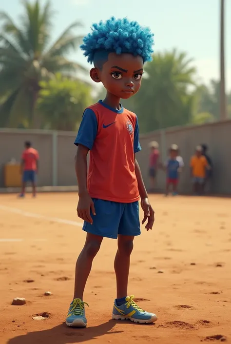 Generates a 1 blue-haired player who plays in the Chilean fifth division, His name is Popote Jr.. Mbappé and is Mbappé&#39;s grandson, He took the magic out of him and his appearance. Put it on a dirt court, training