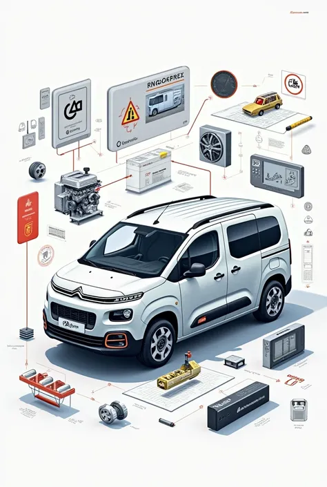 Citroen berlingo 2020, mechanics logos, technical service and electronics