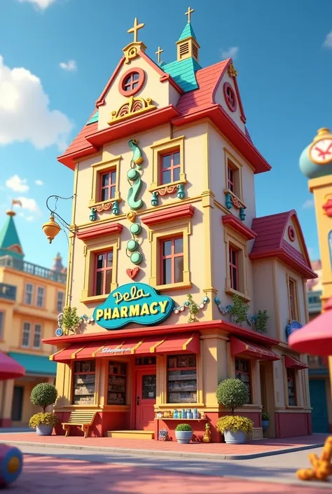 Giant 3D Pixar-style pharmacy