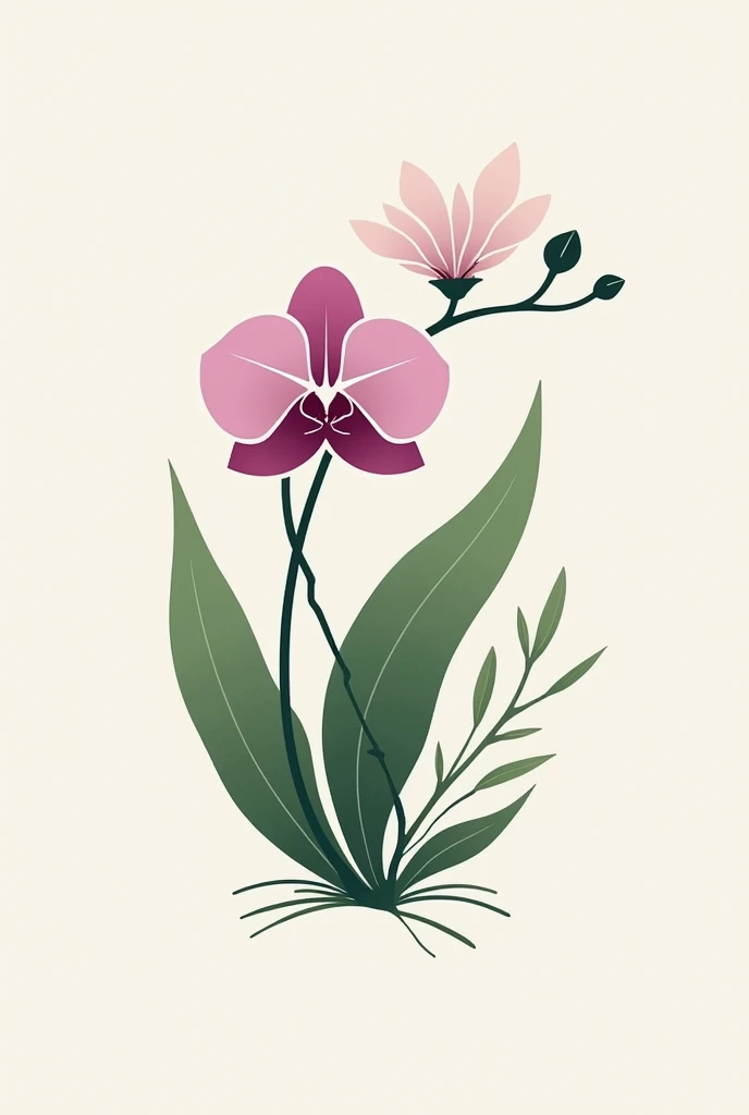 Create a logo for your business "Orchid Growing Guide". The logo must incorporate a stylized image of an orchid, that symbolizes beauty and care. Use a color palette that conveys sophistication and nature, like shades of green, pink and purple. The design ...