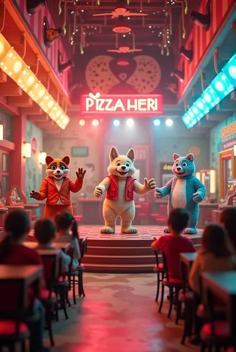 pizzeria with animatronics singing and cheering up children