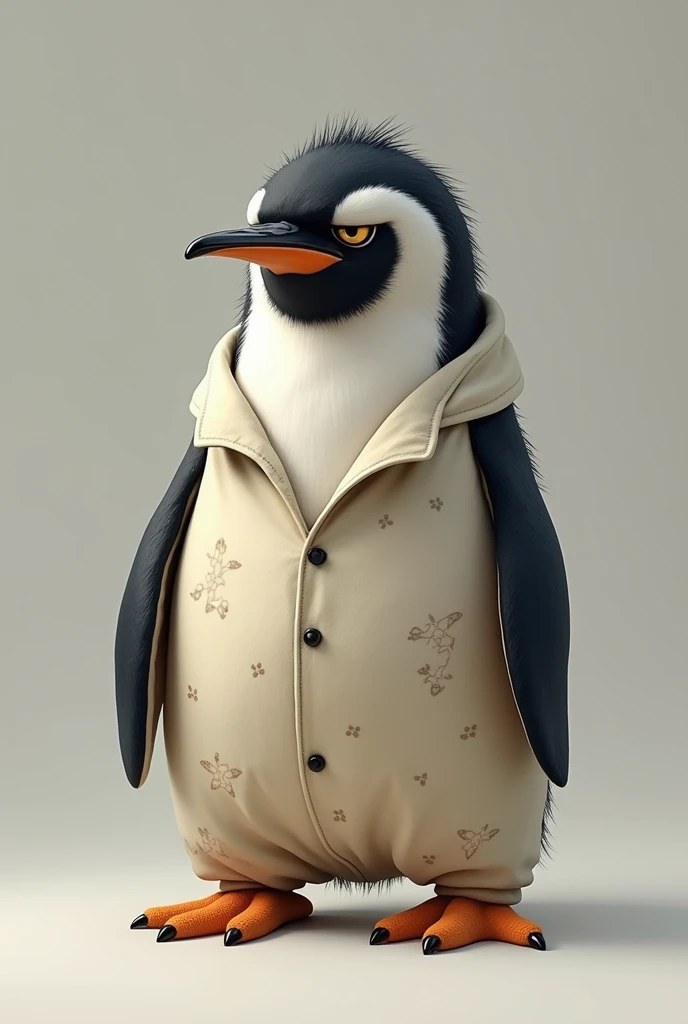 Penguin in pajamas acting sullen