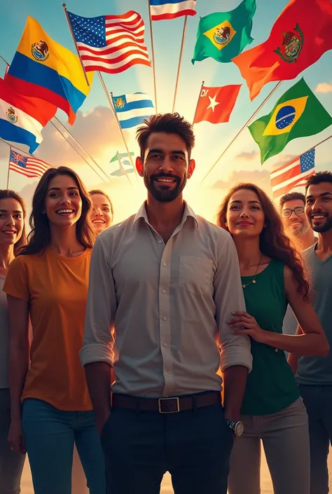 Team Faisal in the center and the flags of Honduras, Guatemala, Mexico, Ecuador, Brazil, Mexico, Uruguay, Chile, Paraguay, El Salvador, Costa Rica, United States, Cuba, Venezuela, Argentina 