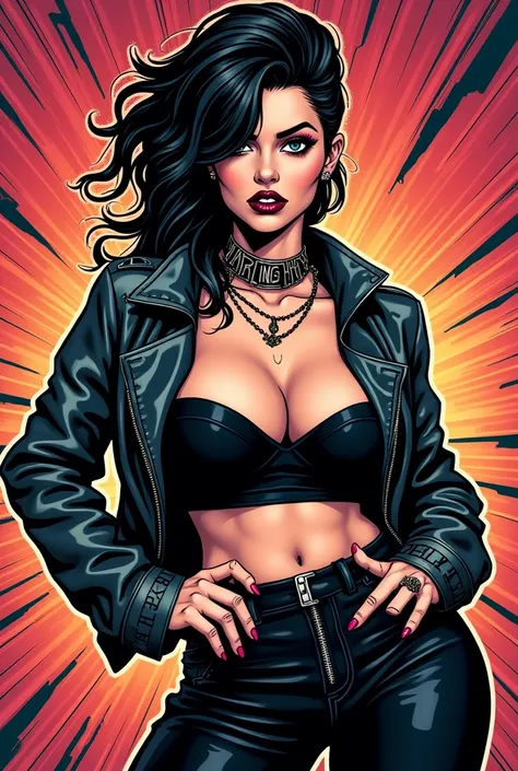 Punk black busty female Instagram influencer John person comic style 