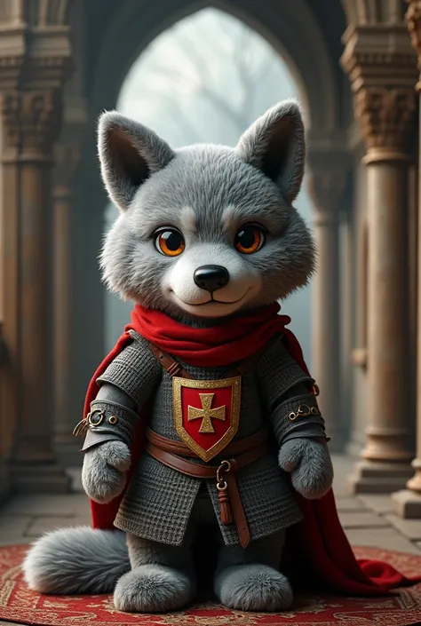 I want a commemorative and creative image for the opening of a plush toy sales company, and with the following plush highlighted, a wolf and with the logo of the company called "Souls Of Toys" with details from the time of medieval knights.