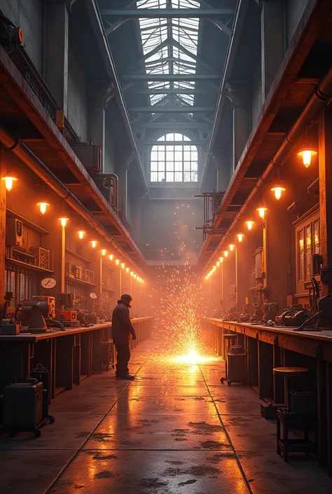 welding workshop without people and warm colors vertically


