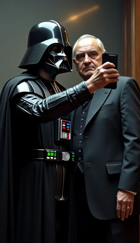 Darth Vaider ao lado de Don Corleone , taking a selfie