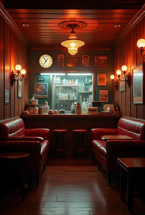 A small bar with a few tables reminiscent of the 90s, cozy and inviting, to make customers feel like they are going back in time..