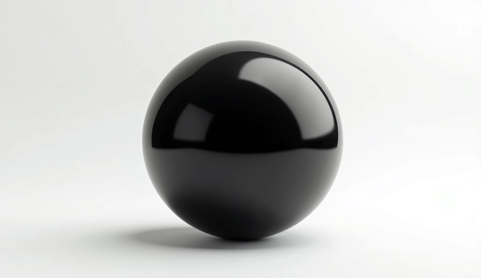 black glossy ball, on a white background< studio light, рекламный studio light, professional photo