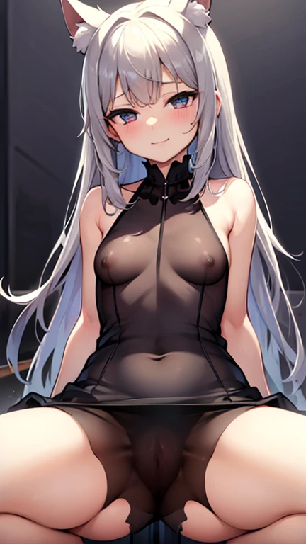 nsfw, (Sheer dress:1.4)、Small breasted girl、Smug face、Spread your legs、