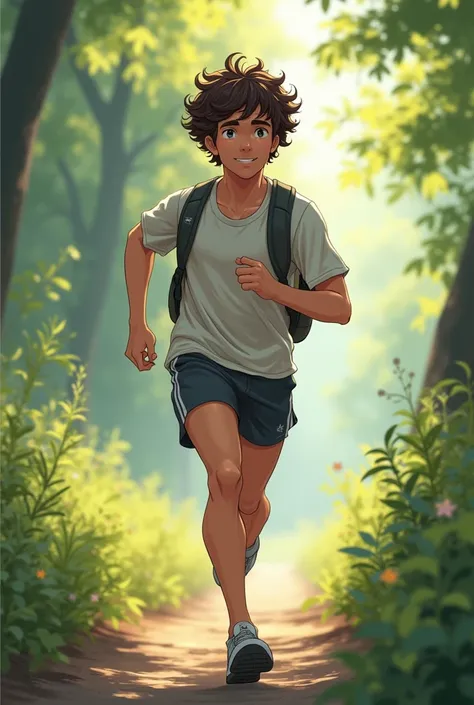 A male anime character, psychology student and loves running with curly hair