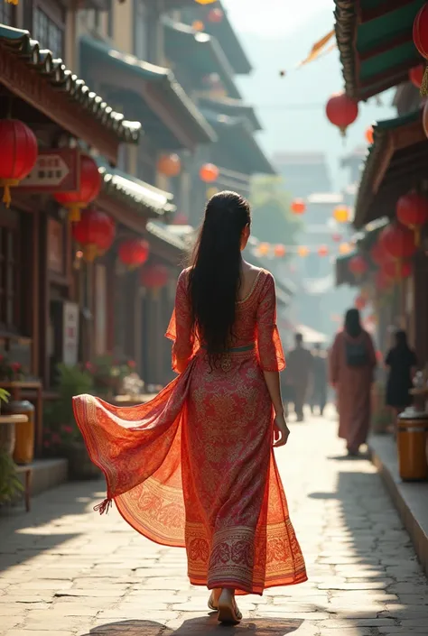 Beautiful korian girl walking in mg Marg gangtok east Sikkim india 