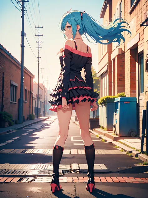 masterpiece, best quality, shiny, chromatic aberration abuse, pastel color, full body, 
1girl,solo, hatsune miku, smile, standin...