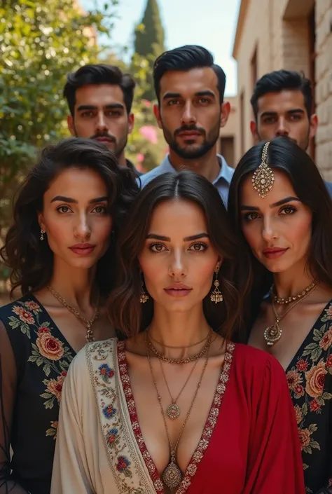  A group of handsome Lebanese men and women in a village Focus on the face. 