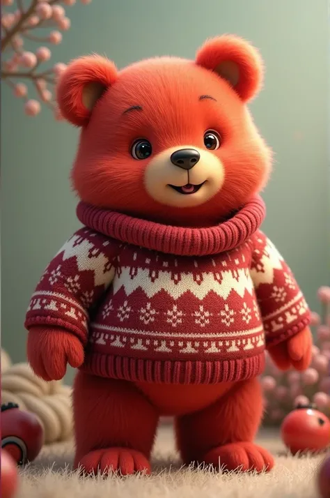 Red bear with sweater 