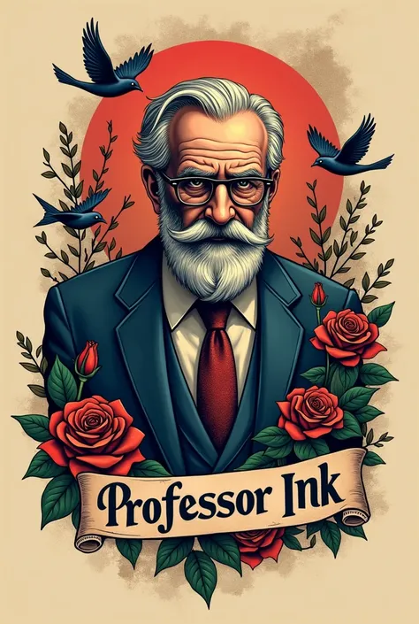 I need a logo for my tattoo business called: Professor Ink, that has images reminiscent of the tattoo