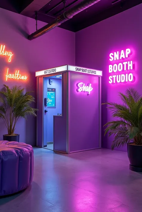 a big Photo Booth business with a name Snap Booth Studio color purple and cute