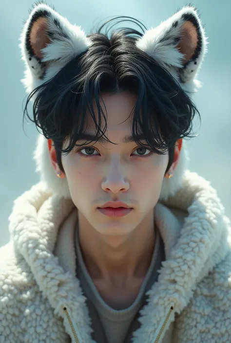 Picture of bts&#39;s kim taehyung with white tiger ears 